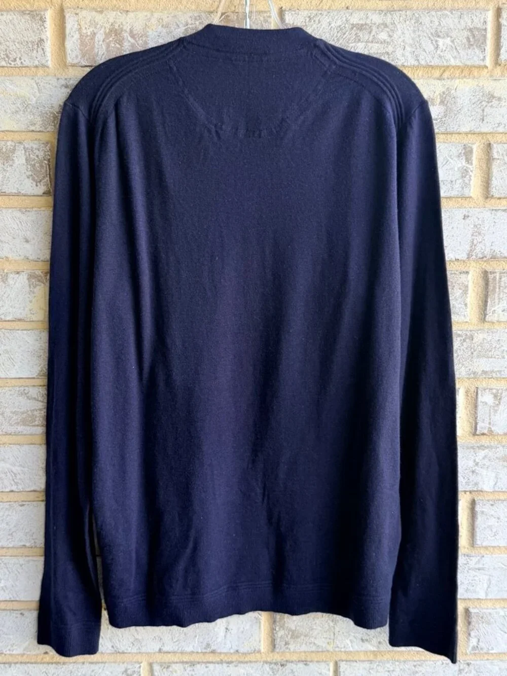 Ted Baker Navy Blue Long Sleeve V-Neck Wool Blend Pullover Sweater Size 4 (L)